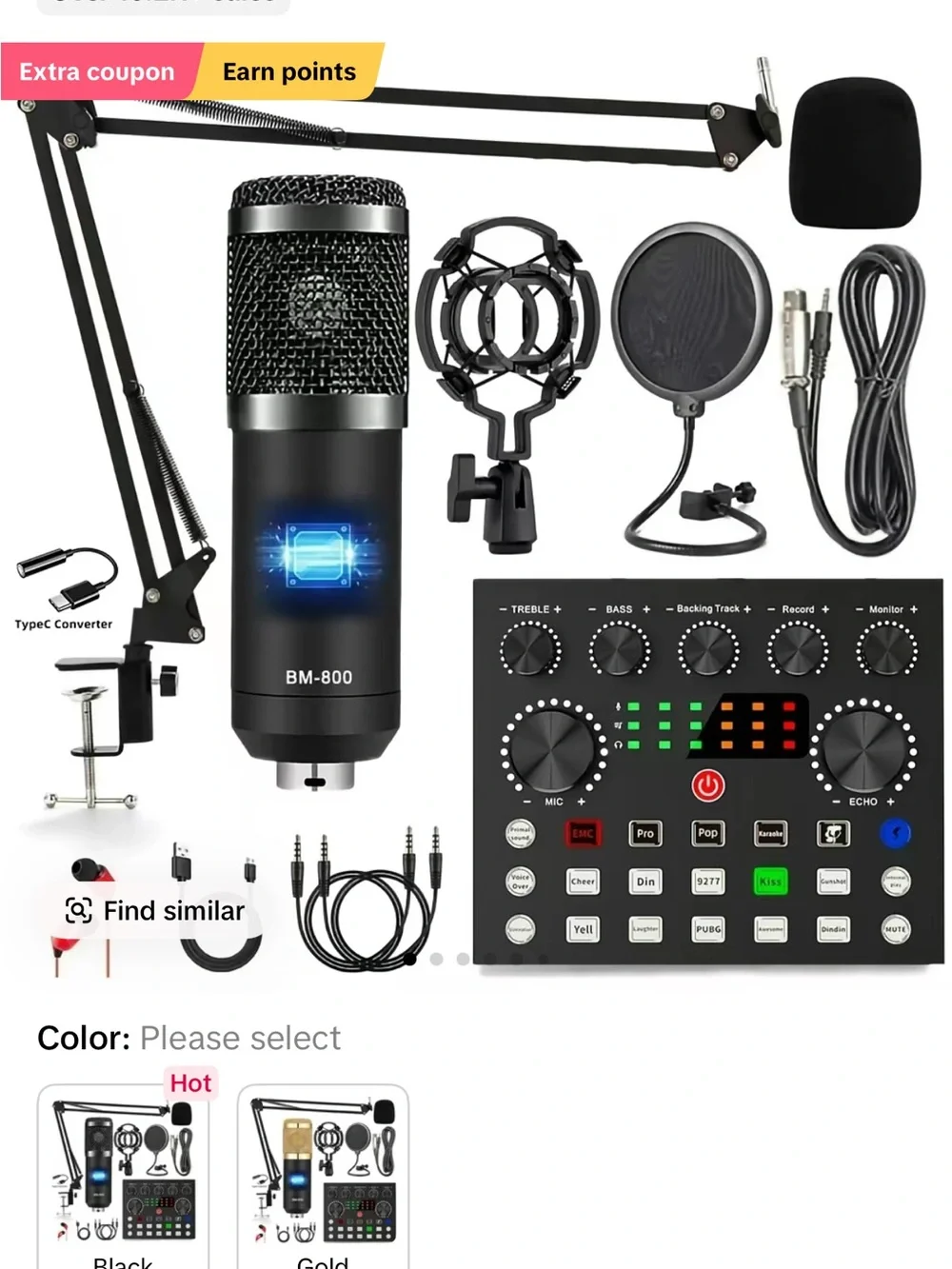Professional Condenser Microphone - Black